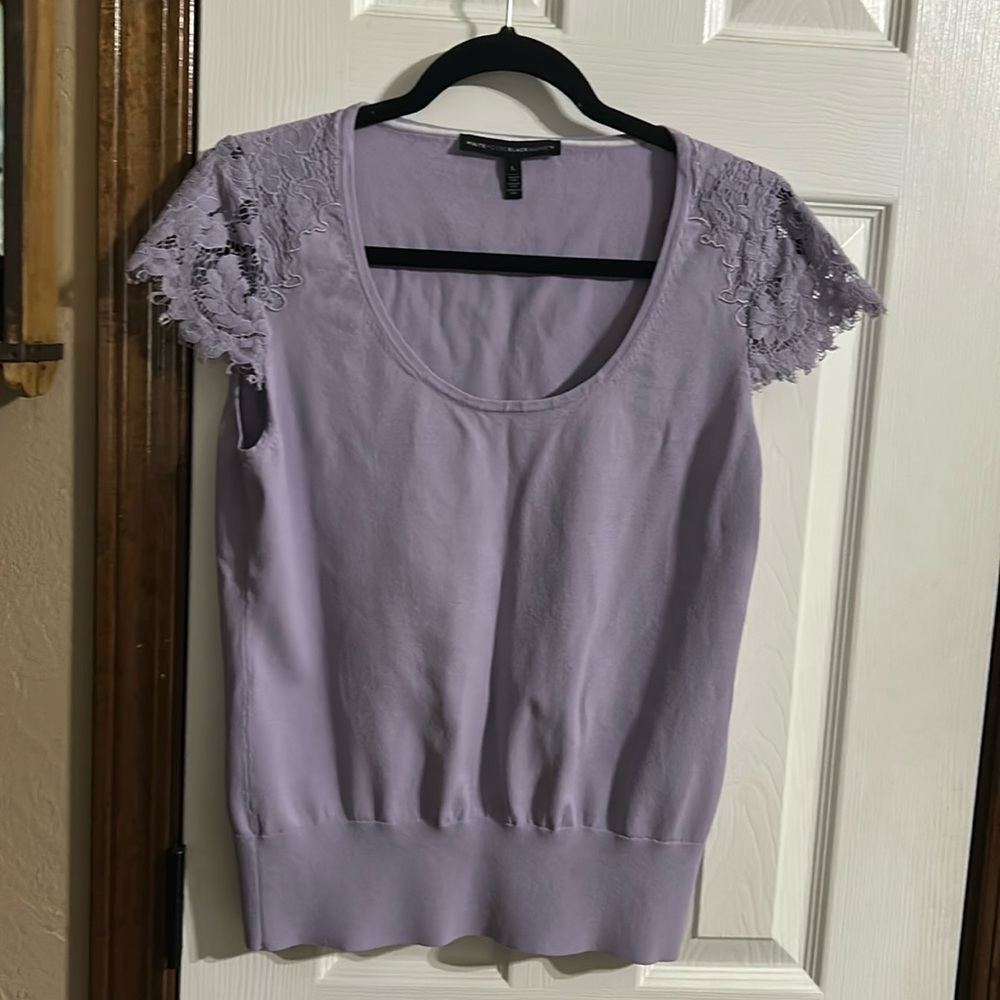 White House Black Market summer top with lace sleeves